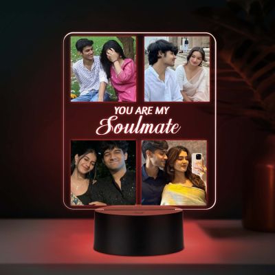 Personalized You are My Soulmate LED Night Lamp with 7 Color Changing Light Gift for Wife, Husband, Girlfriend, Boyfriend | Birthday Gift for Loveable Person